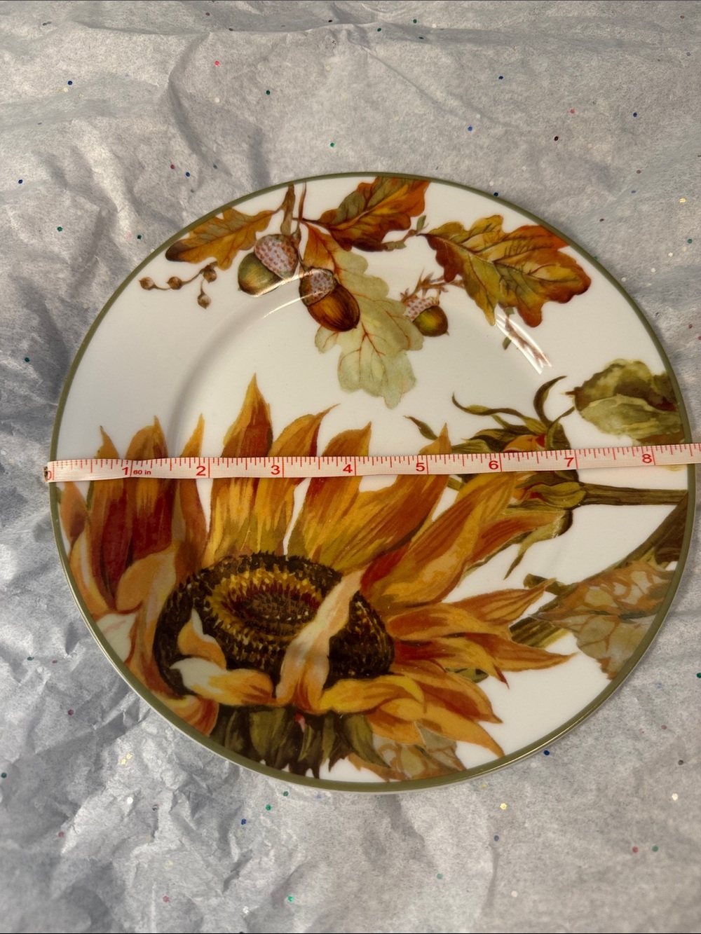 Williams Sonoma Sunflower Dinner Plate in Yellow and Green